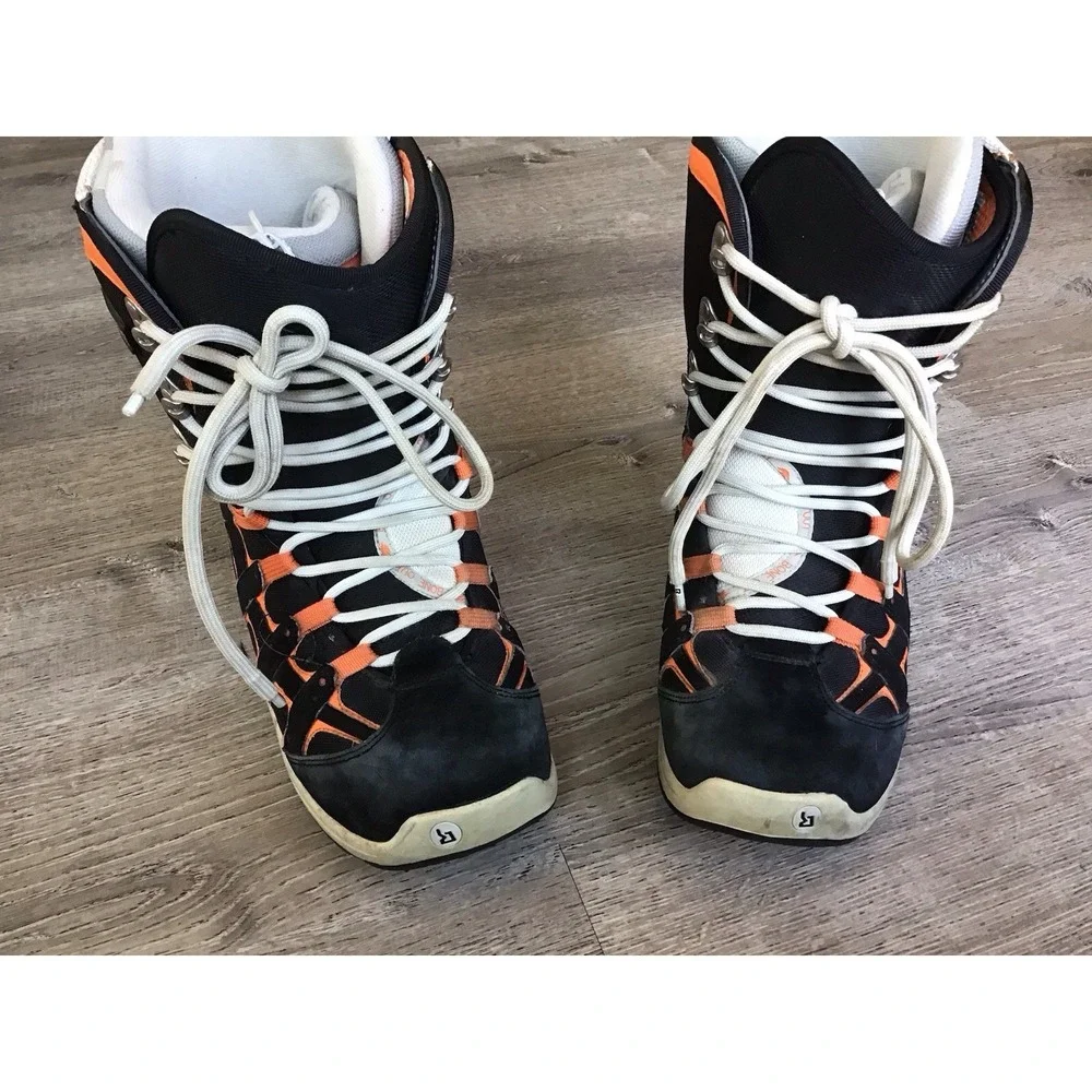 Burton Moto Men's Snowboard Boots USA Size 8.5 Gray Orange Lace Up